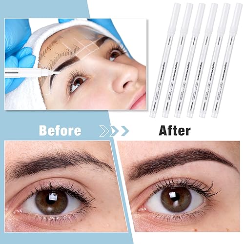 Miniatura 4 de Rotulador Microblading de 8 piezas con regla de papel, marcador de piel, maquillaje permanente, posición, herramientas de marcado de posición, lápiz