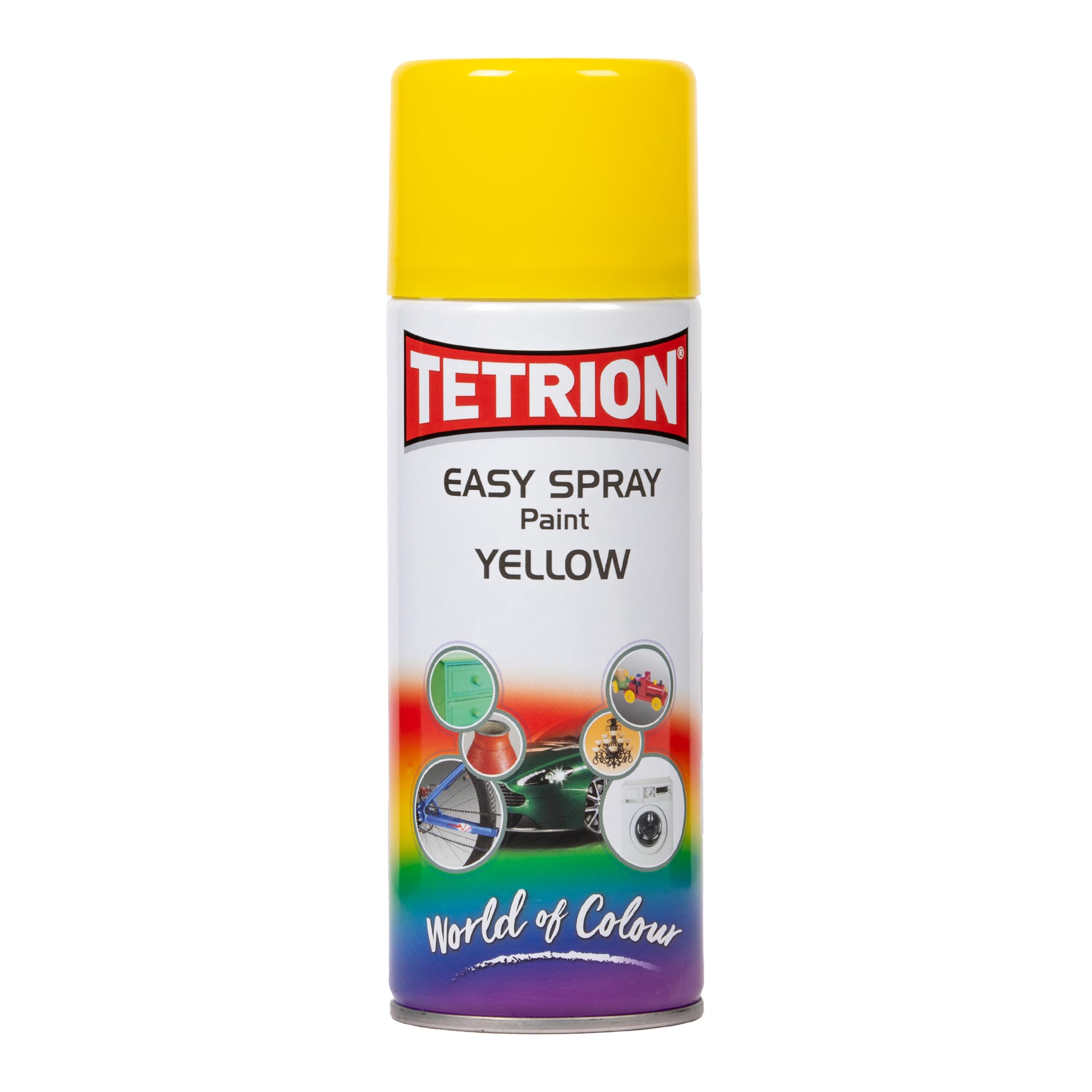 Tetrion Easy Spray Paint – Yellow 400ml - All-Purpose Acrylic Spray for Wood, Metal, Plastic, Ceramic &amp; More for Indoor &amp; Outdoor Use, Smooth, Durable Finish, 13.5 Oz