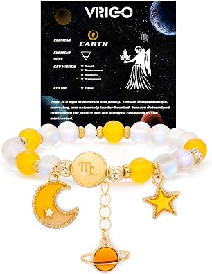 Vinswet Zodiac Bracelet for Men Women, Natural Stone Star Sign Constellation Horoscope Bracelet Gifts