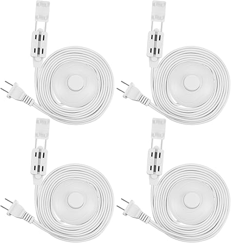 Xuhal Cable de extensión de interruptor de 2 clavijas de 12 pies y 12 pies, cable de extensión con múltiples tomas de corriente, cable de extensión