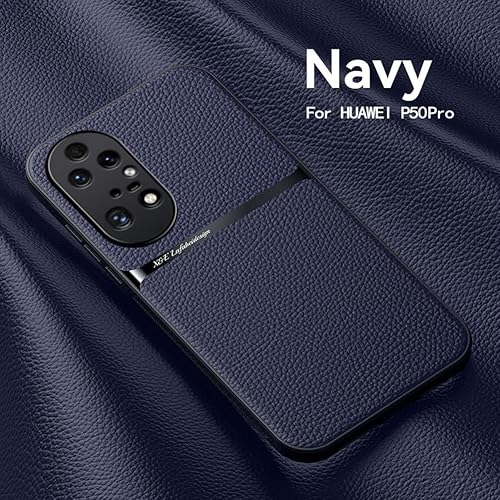 Miniatura 8 de Silklike Funda Para Huawei P50 Pro - Cubierta De Parachoques Placa De Metal Incorporada Para Huawei P50 Pro - Azul