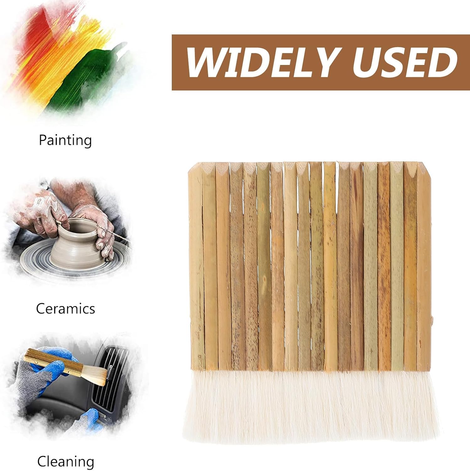 5pcs Large Wood Hake Brush with Wool Tip for Acrylic Painting