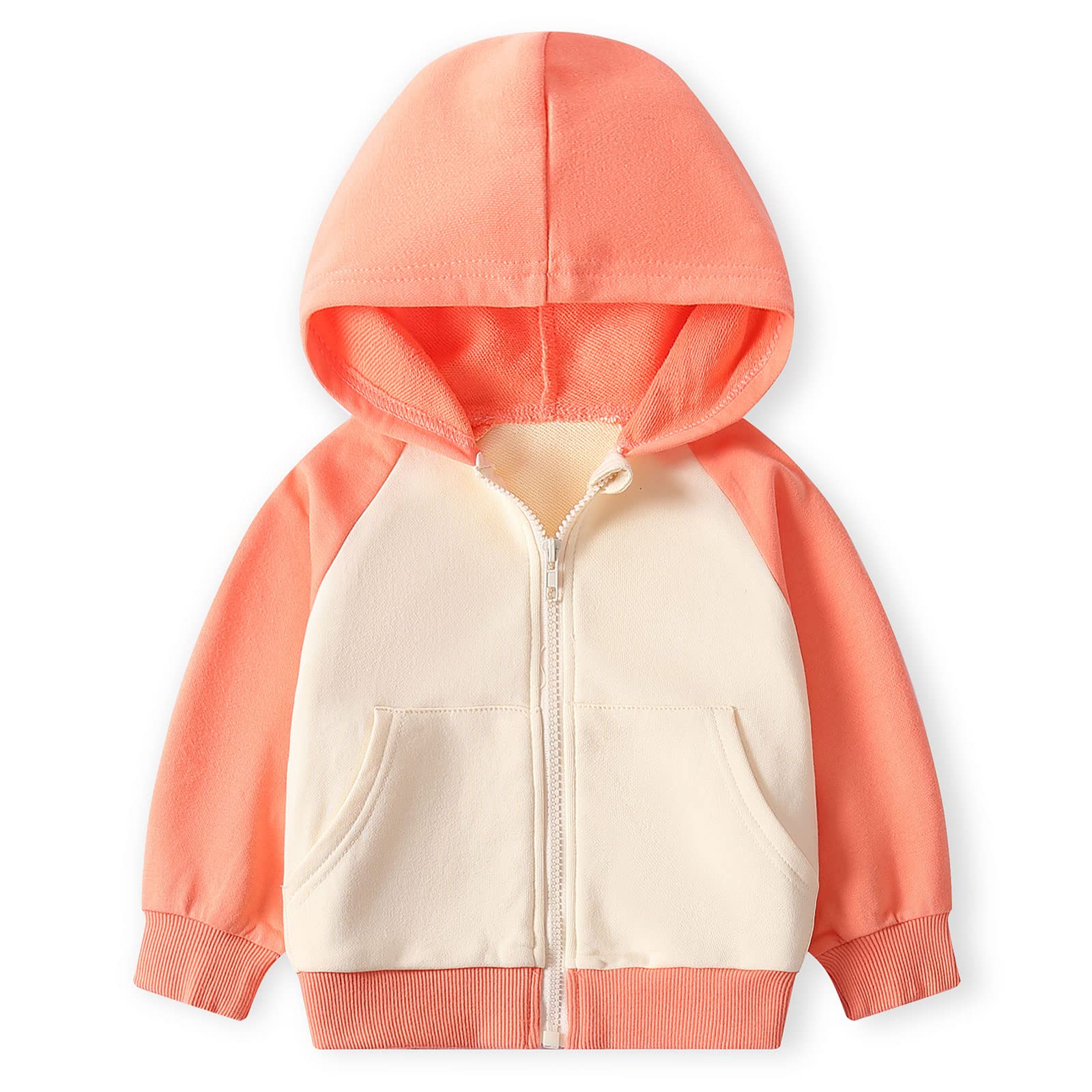 Unisex Kids French Terry Full-zip Hoodie Sweatshirt Boys Girls Casual Outfit Jacket (18M-8Y)