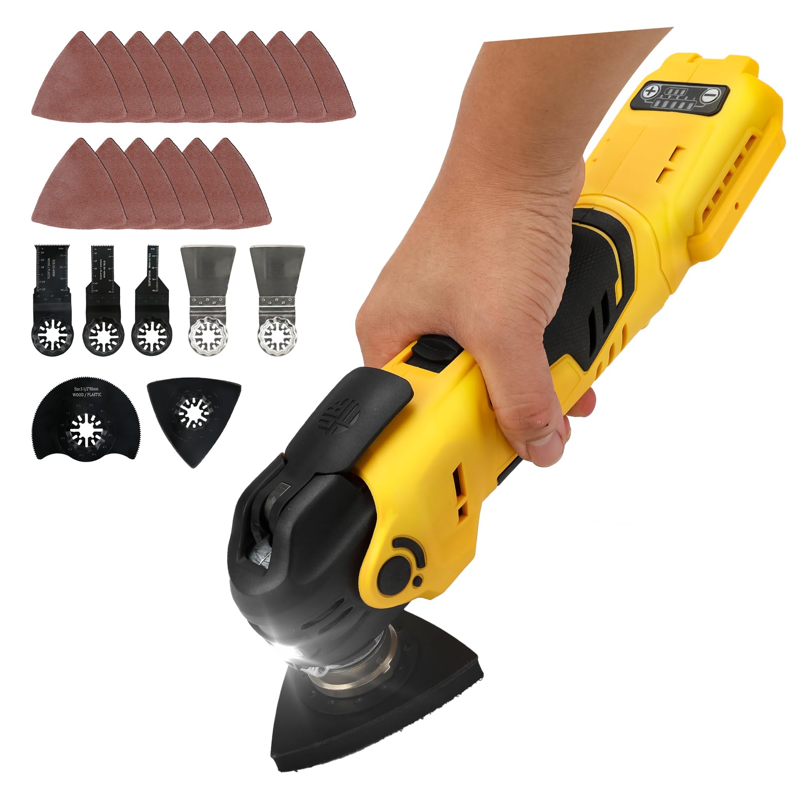 Cordless Oscillating Multitool for Dewalt 20V Battery, Brushless 4° Oscillation Angle, 5 Variable Speed, Tool-Free Blade Change for Sanding Cutting Scraping Grinding (No Battery)