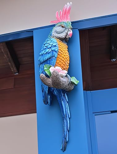 Miniatura 8 de coolboy Decoración de loro colgante, estatuas de pájaro, figuras tropicales de aves de resina real, escultura de loro para decoración del hogar,
