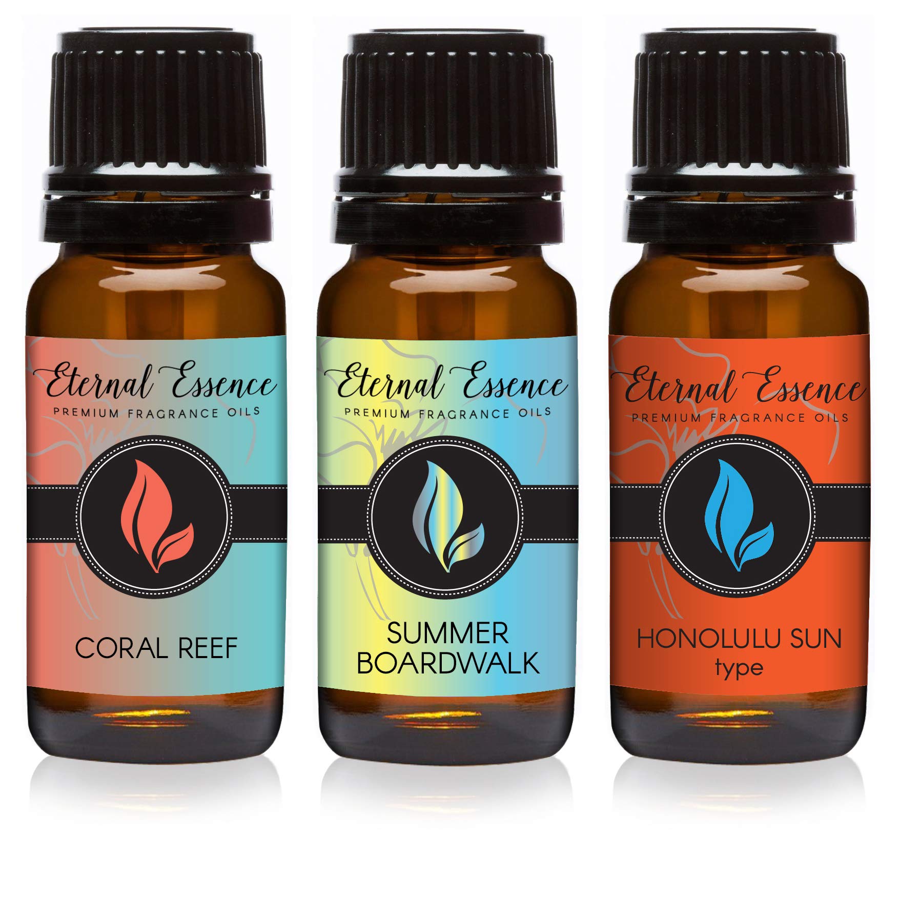 Trio (3) - Summer Boardwalk, Honolulu Sun &amp; Coral Reef - Premium Fragrance Oil Trio - 10ML