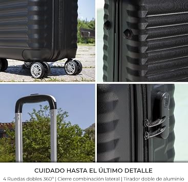 NUMADA - Large Travel Suitcase 25 kg Upfly 28' ABS (75 x 49 x 29 cm) with Combination Lock and 4 360 Double Wheels | Heavy Duty | Lightweight | Interior Compartmented | Black