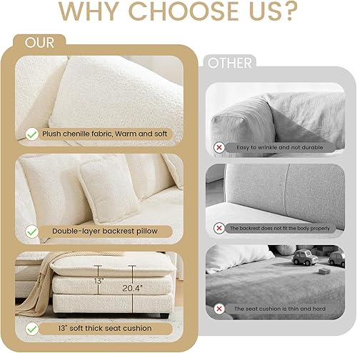 Miniatura 6 de Sofá modular en forma de U de 147.8 pulgadas, cómodo sofá de nube con otomana móvil, sofá modular de asiento profundo, sofás seccionales para sala