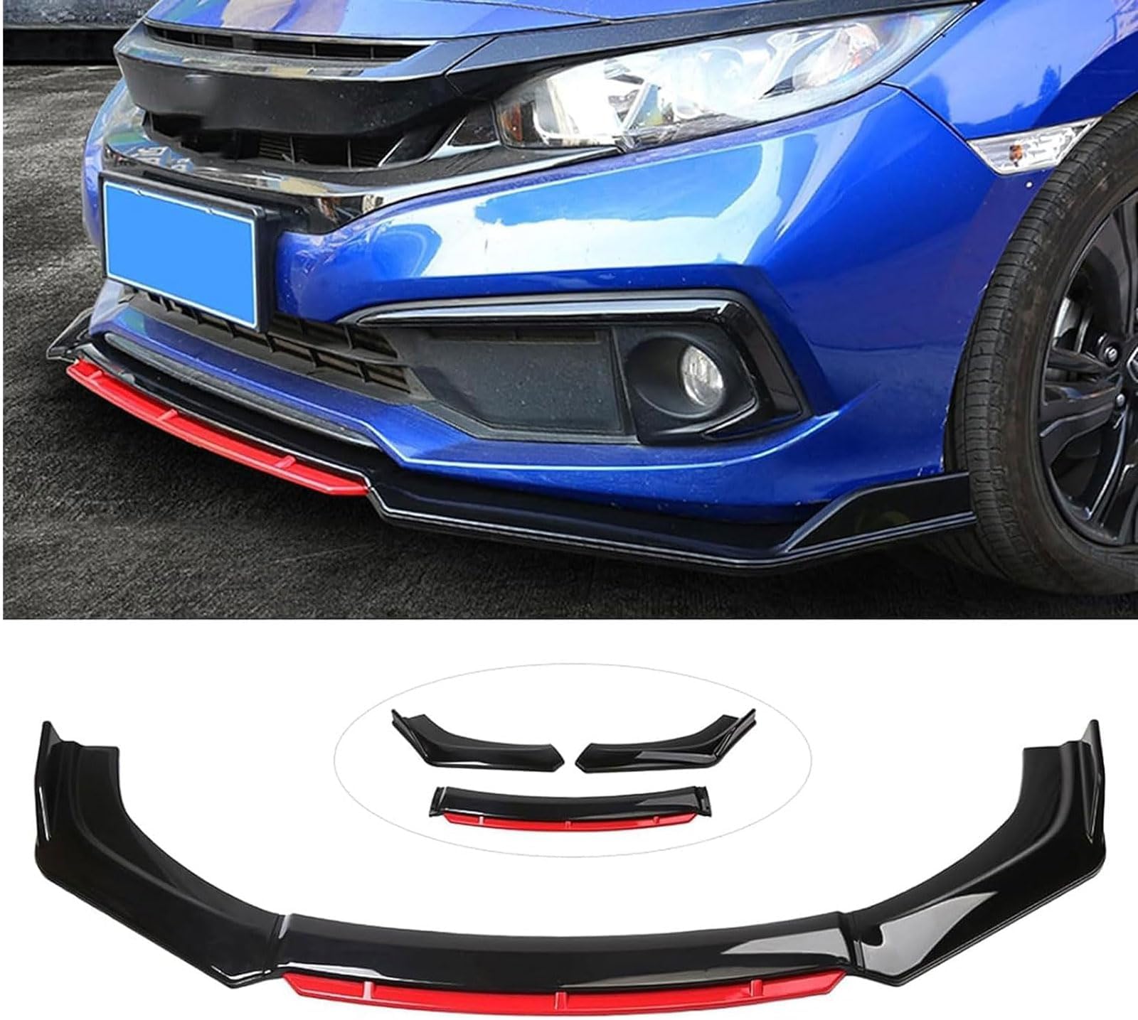 Front Bumper Lip Splitter for Mercedes Benz/AMG S-Class W223 W222 W221 W140 W126 V223 V222 V221, Car Front Bumper Spoiler Lip Body Kit Front Spoiler Diffuser Accessories,Bright Black Red
