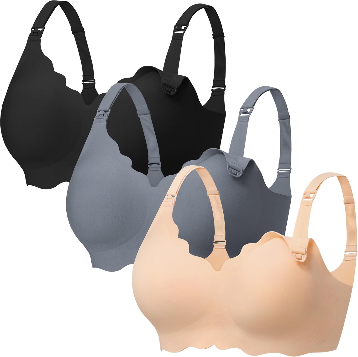 Angelhood Nursing Bras for Breastfeeding Ultra Comfort Seamless Maternity Bra Pack Wireless Pregnancy Bralette Bra Extender - Image 6