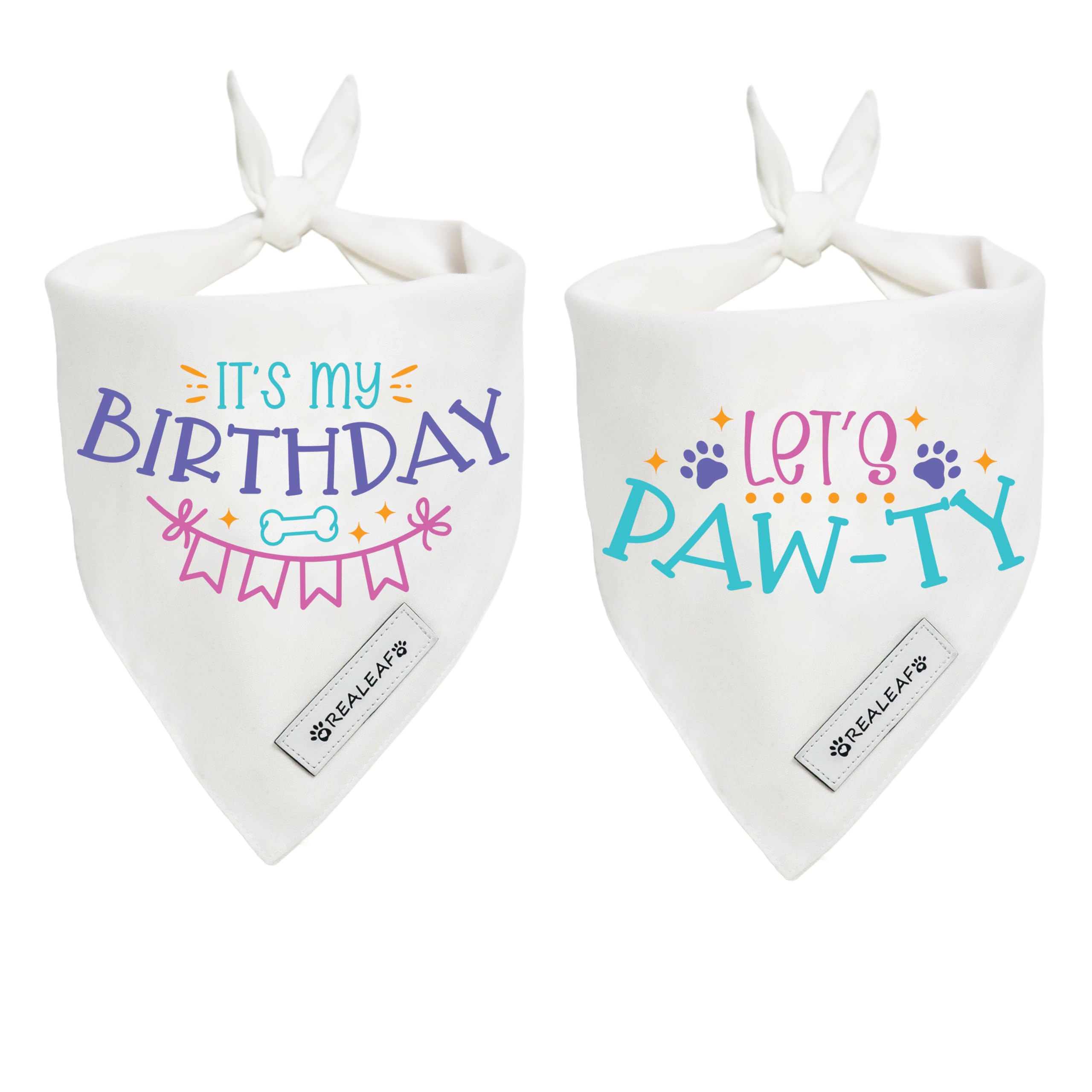 Bandanas d'anniversaire pour chien Realeaf blanc XL fêter son grand jour en beauté