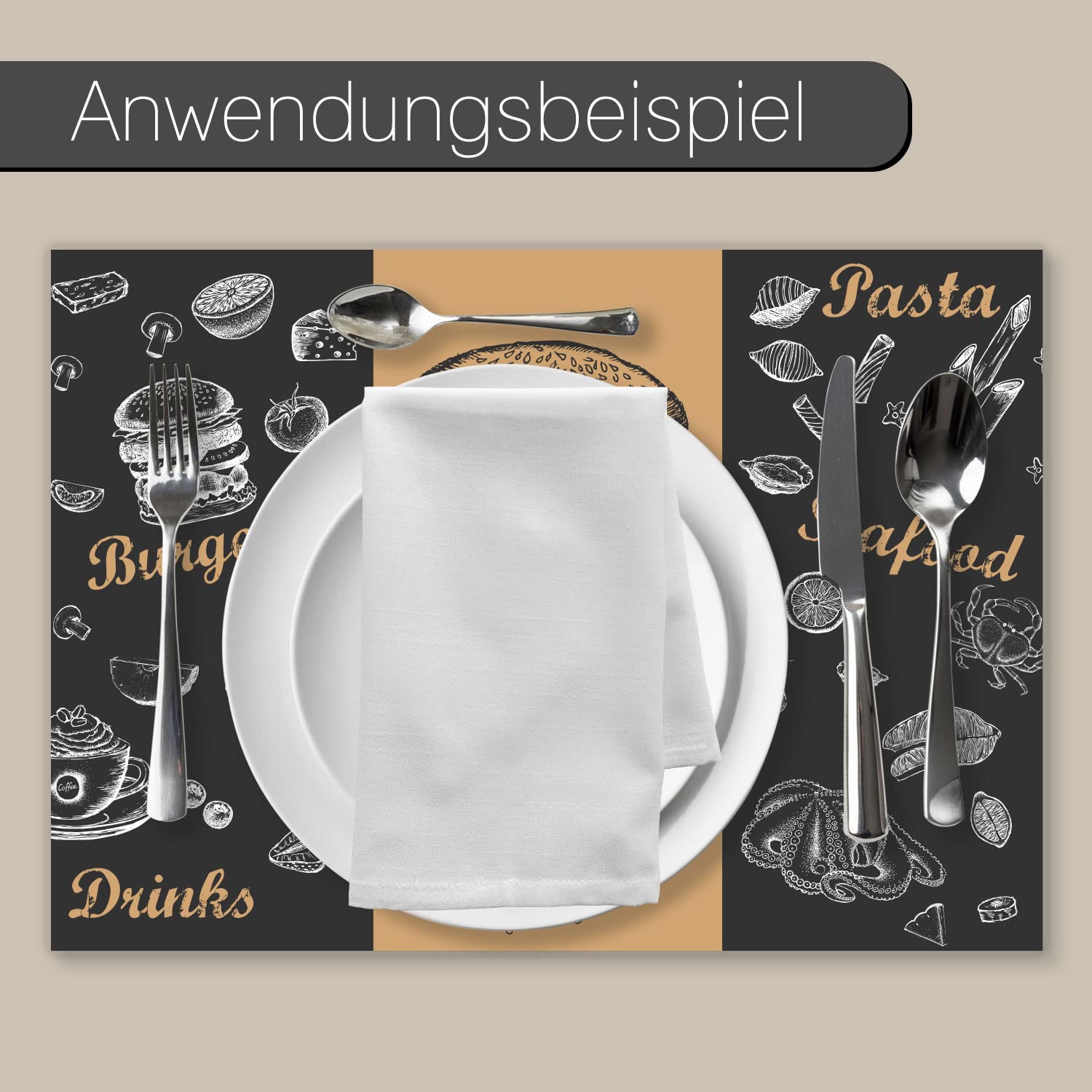 younikat 100 Tischunterlagen mit Menü-Motiv Burger Einweg DIN A3 - dv816