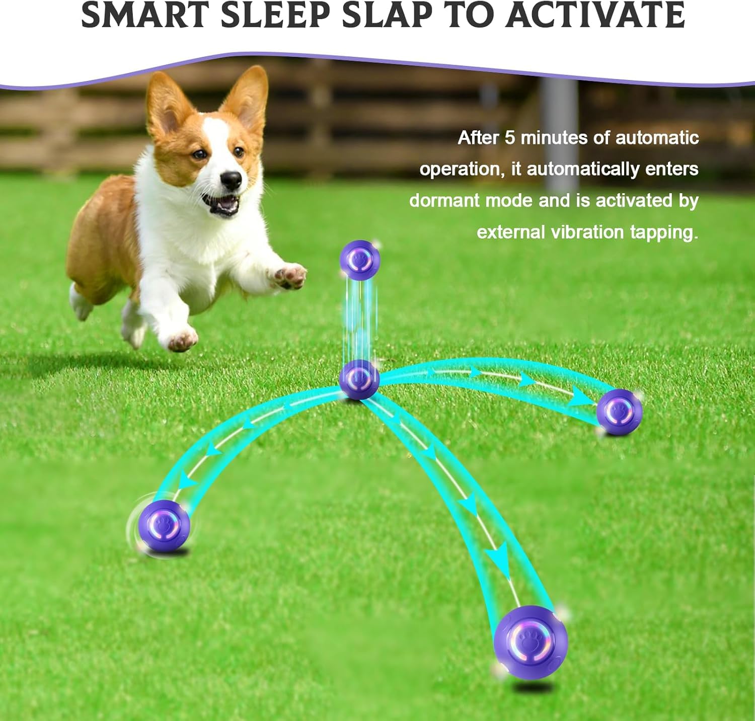 Interactive Dog Ball Toy - Auto Active Rolling Ball for Dogs with LED Lights | 2 Interactive Modes, Automatic Moving, Bouncing, and Rotating, E-TPU Material, USB Rechargeable — view 3