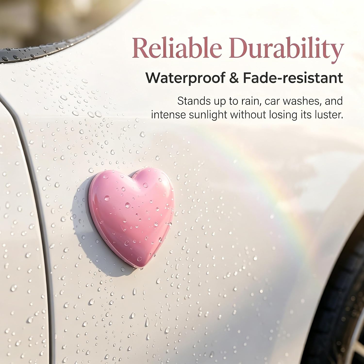 4PCS Heart Car Emblem Stickers, Fade-Resistant Cute Love Metal Vehicle Decals, 1.2" x 1.3" Creative Fashionable Heart Badge Stickers, for Car Doors, Bumper, Phone (Pink) image 5
