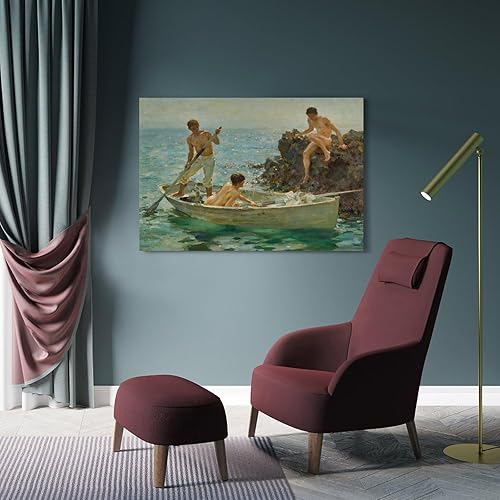 Vista 9 de Henry Scott Tuke - Póster de The Bathing Cove - Póster de pared para pared, pintura en lienzo, obras de arte, dormitorio, sala de estar, decoración