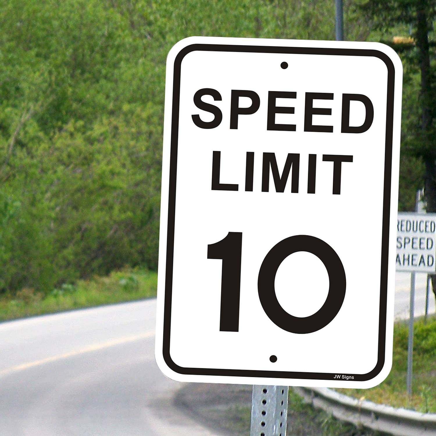 2-Pack Speed Limit 10 MPH Sign Slow Down Traffic Sign 12"x18" Rust Free 40Mil UV Printed Outdoor Metal Reflective Easy to Mount No Fading Outdoor Use for Neighbour Driveway Yard or School
