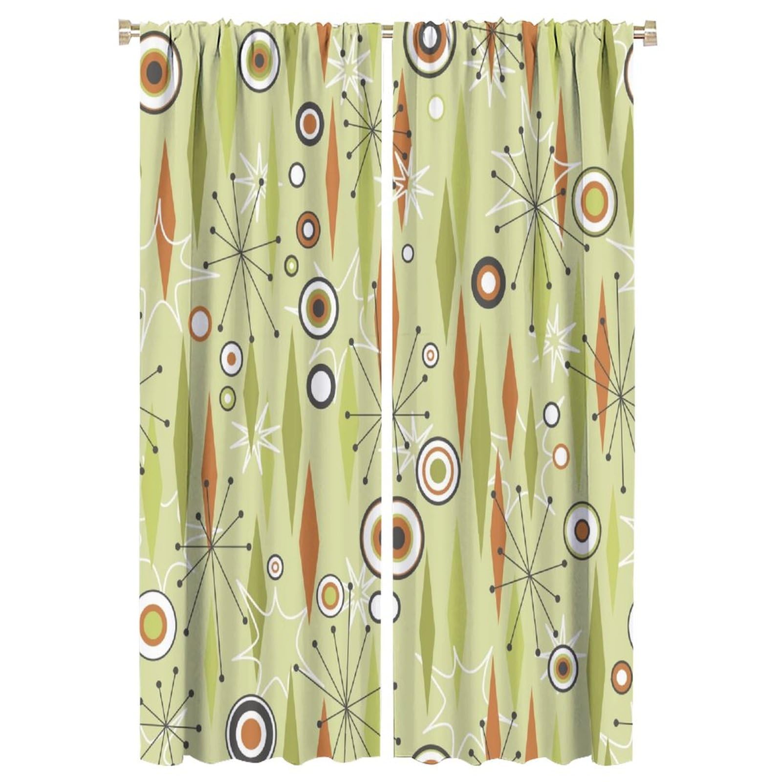 JESTRONRY Mid Century Curtains,Vintage 1950s Modern Retro Atomic Pattern Blackout Rod Pocket Window Drapes for Living Room Bedroom Kitchen Bathroom Home Decor 42x63in
