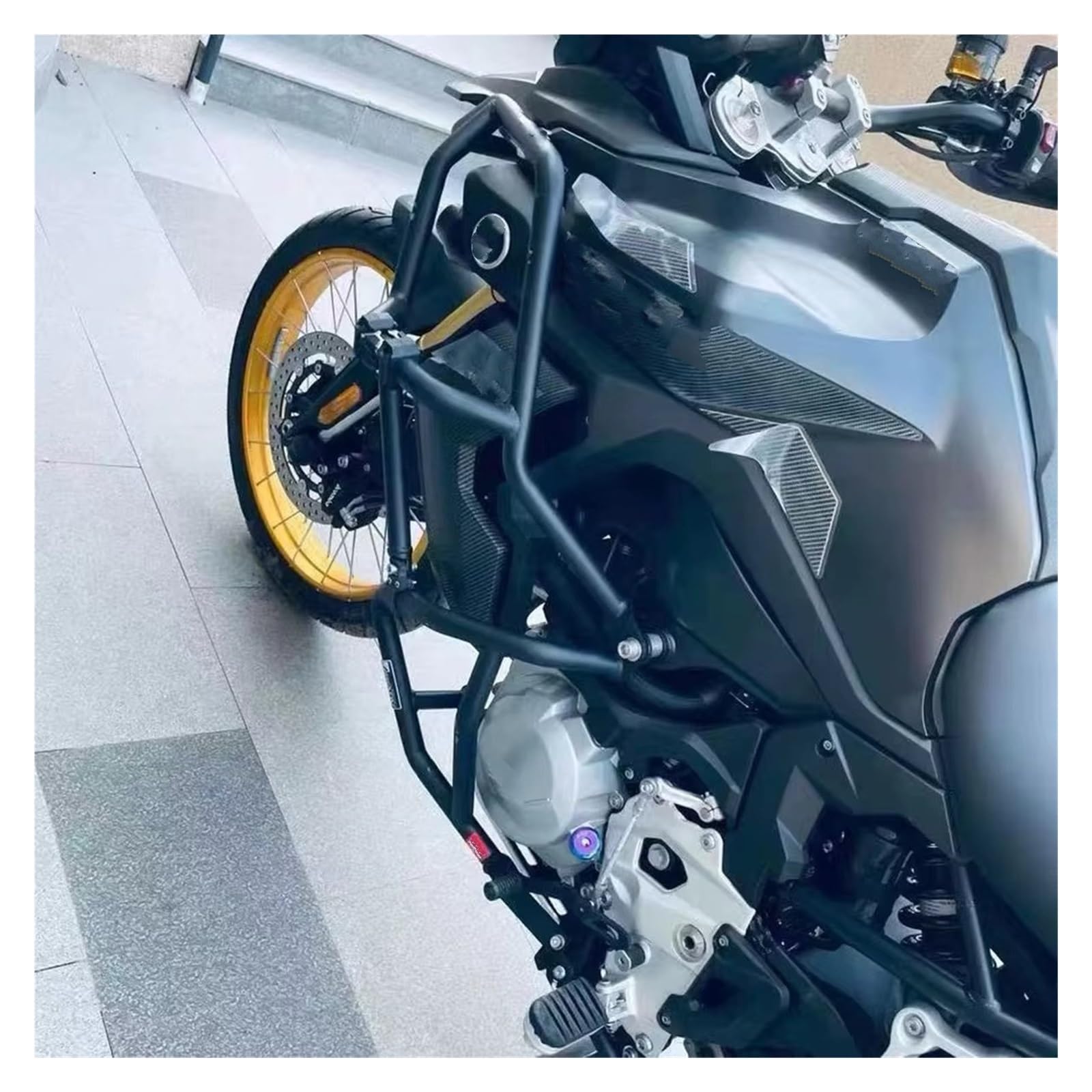 Paramotore Tubolare Protezione Motore Superiore E Inferiore Per Moto Barra Antiurto Per Autostrada Protezione Telaio Paraurti Per VOGE 900 Per DSX Motorcycle motore Paraurti(A Set Black)