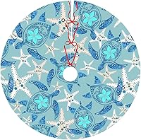 Vista 3 de Falda de árbol de Navidad de tortuga marina con estrellas de mar, falda de árbol de Navidad, hermosa decoración de árbol de Navidad, decoración