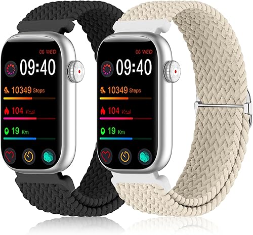 Miniatura 7 de Paquete de 2 bandas elásticas de nailon trenzadas de 0.63 pulgadas compatibles con FITVII HM08/MorePro HM08/Amzhero-Runfit D26/KALINCO Slim Fitness