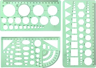 3pcs Circle Stencil Circle Drawing Tool Ruler Circle Template Clear Green Geometric Drawings Templates Rulers for Office Home Studying Building Design Curve Drawing Circle Template Ruler