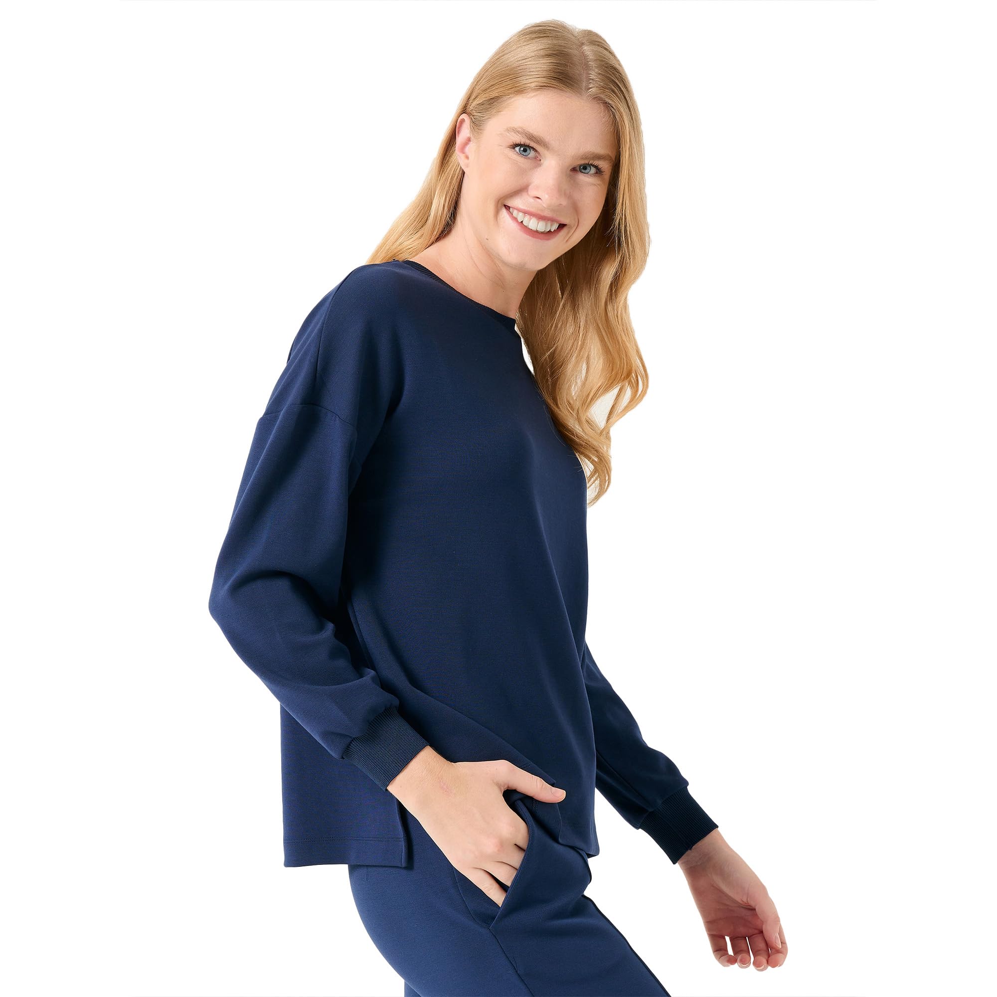 Jimmy Key Lacivert Bisiklet Yaka Uzun Kollu Oversize Sweatshirt