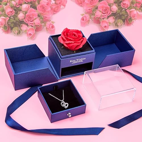 Miniatura 4 de Joyero de flores eternas con collar de 100 idiomas para mujer en el día de la madre aniversario día de San Valentín cumpleaños