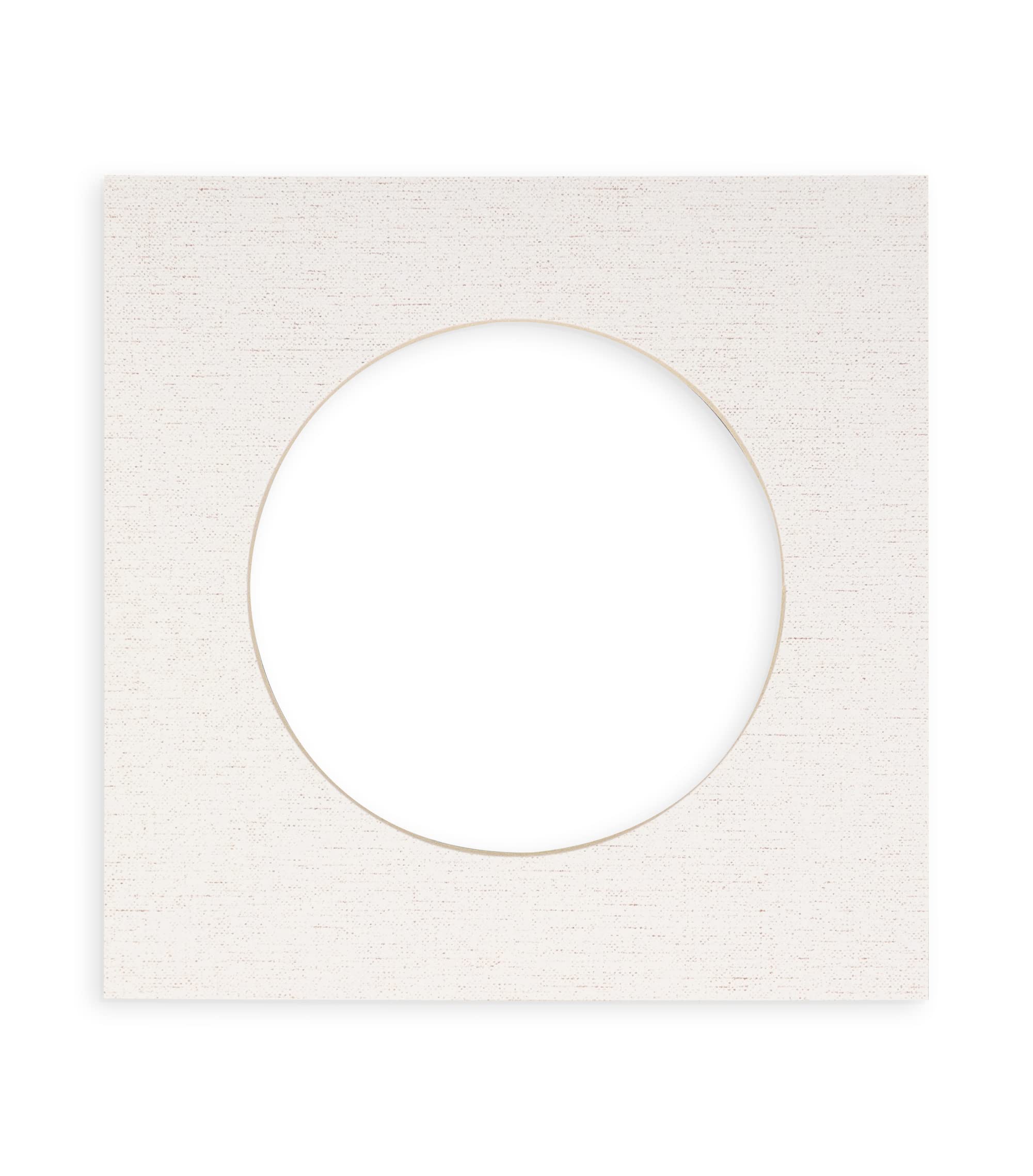 CountryArtHouse White Linen Canvas Acid Free 13x13 Circle Picture Frame Mat with White Core Bevel Cut for 9x9 Pictures - Fits 13x13 Frame - Pack of 1 Matboard