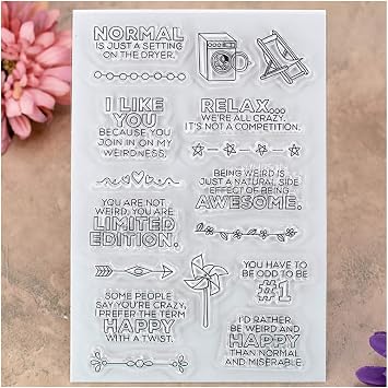 KWELLAM Words RELAX I Like You Clear Stamps for Card Making Decoration and DIY Scrapbooking