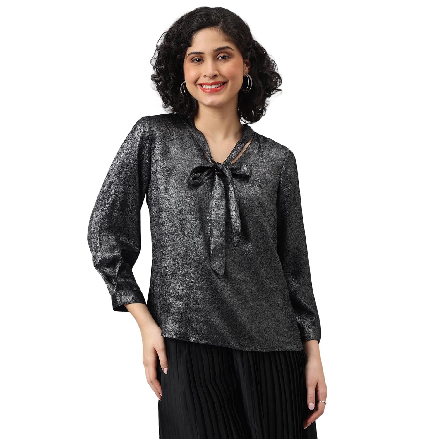 Latin Quarters Women Black Full Sleeve Solid Evening Top-picture-11