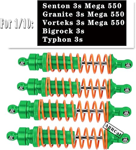 Miniatura 2 de RC Shocks - Piezas de actualización para camión 110 Arrma Senton 4X4 Granite 4X4 Vorteks 4X4 Arrma Bigrock 4X4 Typhon 4X4 RC, 4 piezas de aluminio