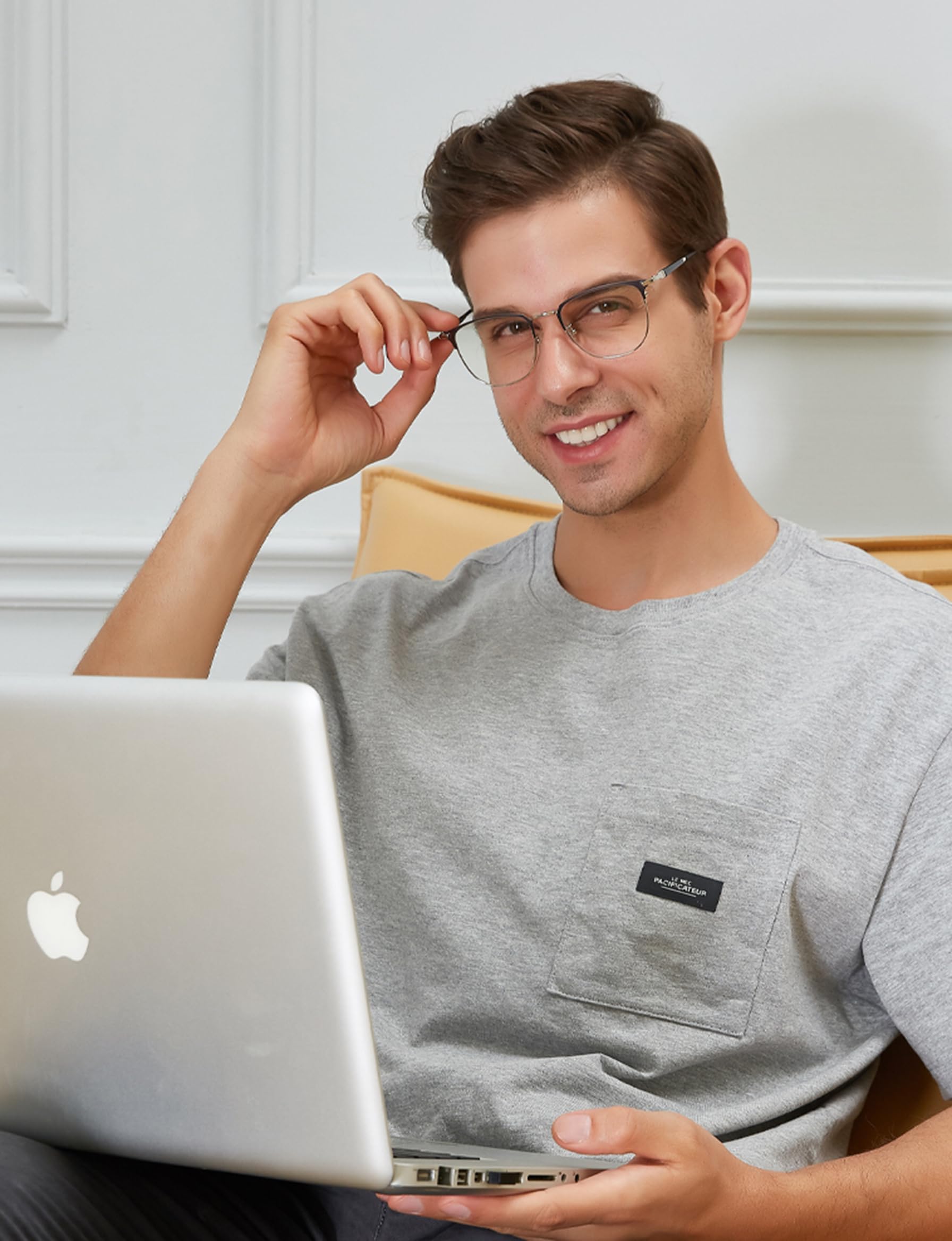 GUDVUE Gafas de luz azul de metal para ordenador, juegos, TV, teléfonos para mujeres/hombres/antirreflejos/UV400/fatiga ocular