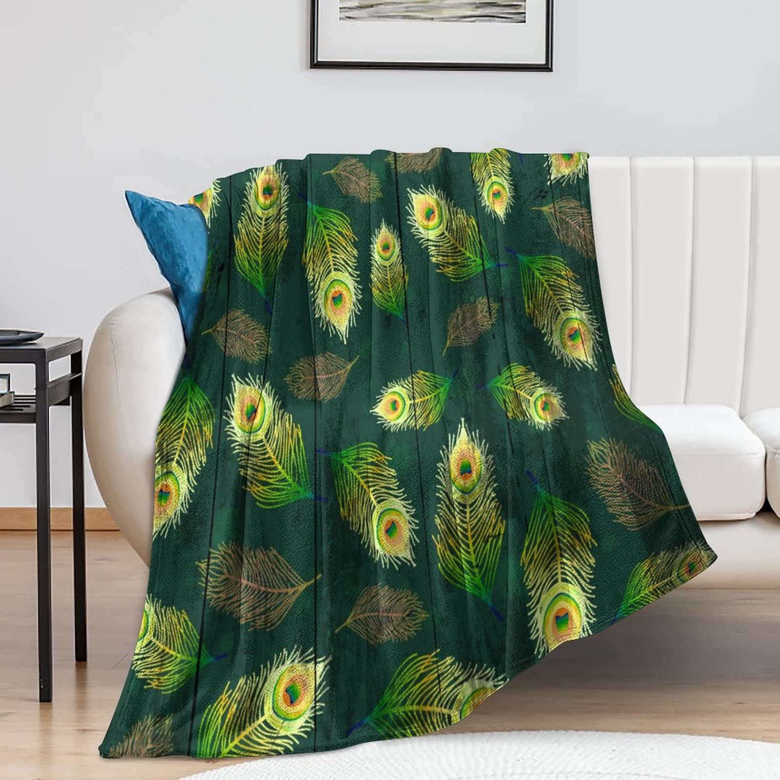 Couverture paon cadeau de pendaison de crémaillère plaid doux