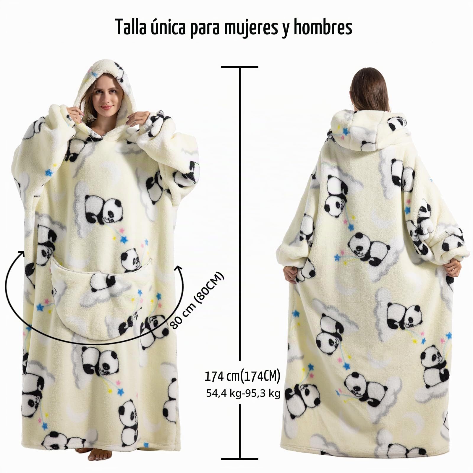 Manta extralarga de gran tamaño con capucha, mangas y bolsillos, para llevar puesta | Sudadera de felpa para adultos, regalo para mujeres y hombres