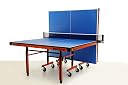 GYMNCO Massive Table Tennis Table with 25 mm UV Tech Laminated Tournament Top, 100 mm Castor Stopper Wheels, Free Cover, 2 TT Rackets & Balls | Blue Top with Orange & Black Frame gallery image