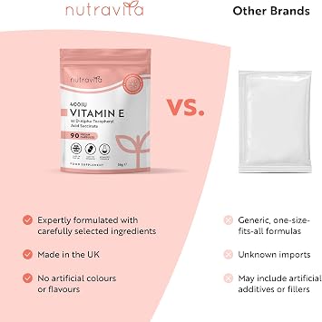 Nutravita Vitamin E 400IU - 90 Vegan Capsules - 3 Month Supply