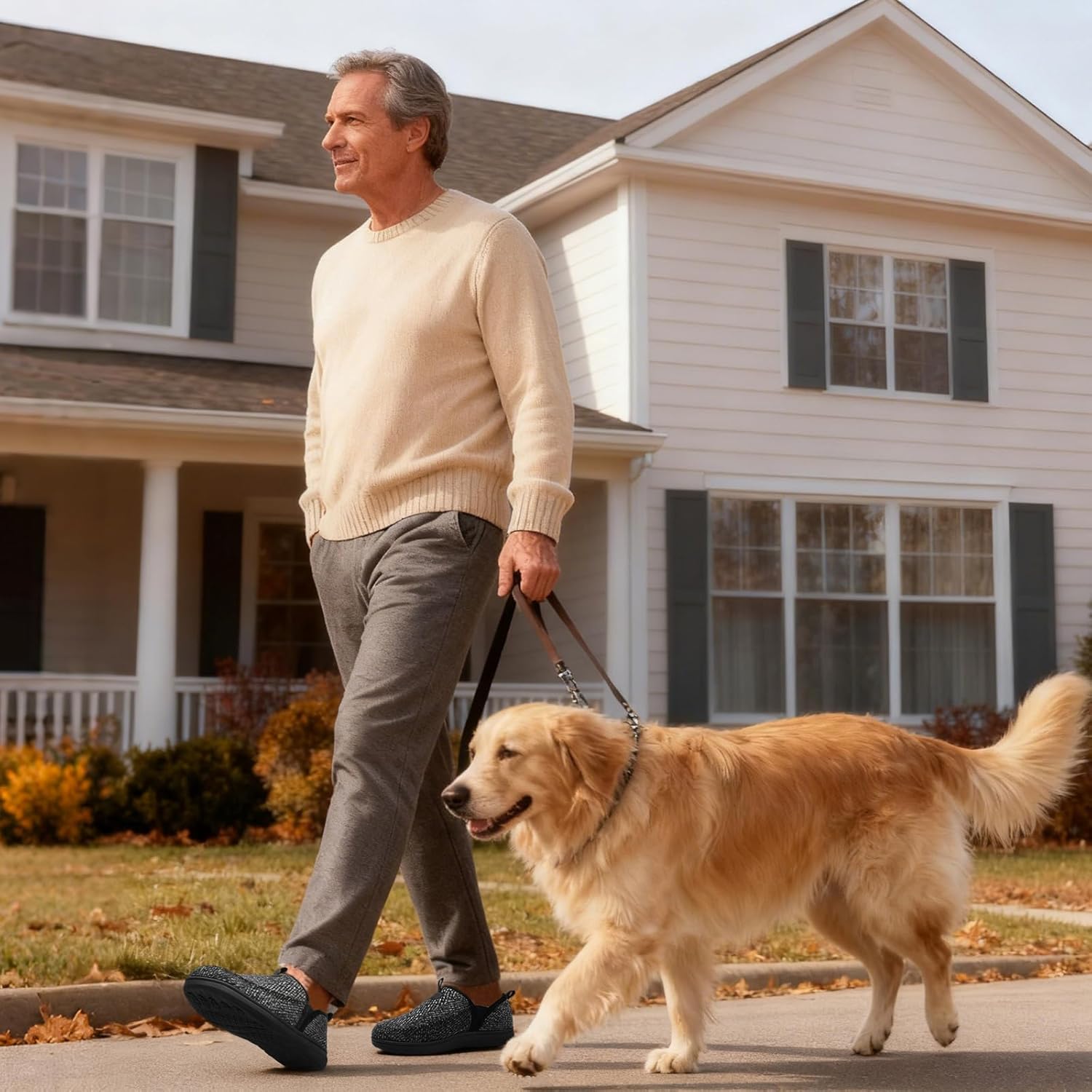 LeIsfIt Men's Slippers Wide Memory Foam House Shoes Moccasin Slip-On Cozy Loafer Slippers for Indoor & Outdoor - Image 2