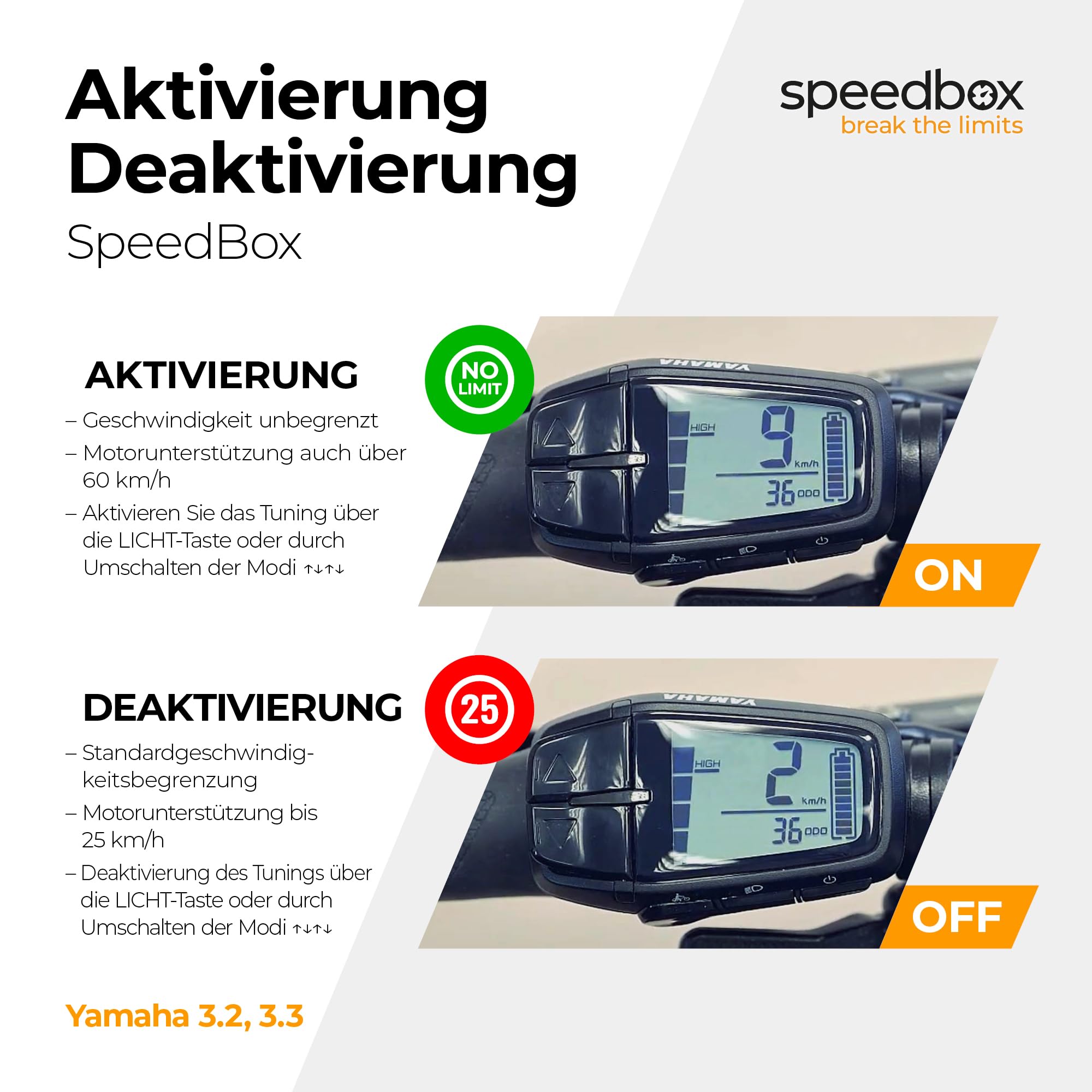 SpeedBox 3.2 Kompatibel mit Yamaha-Motoren PW-X, SE, TE, X2, ST/E-Bike-Tuning-Chip (SB32_Y)