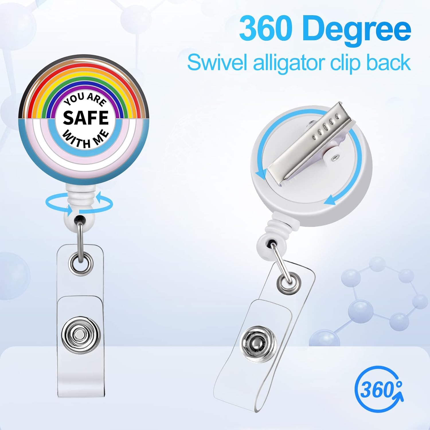 Plifal Badge Reels Holder Retractable with ID Clip for Nurse Name Tag Card Funny Pride LGBTQ Rainbow Nursing Doctor Medical Work Office Alligator Clip ZJK-092301 - Image 3