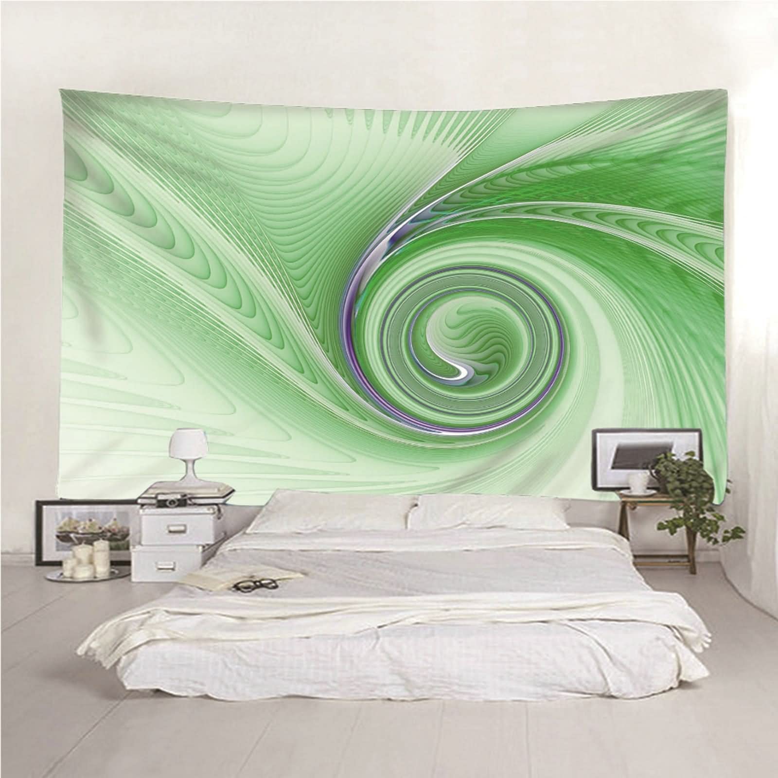 Tapices de Pared Navidad, Objetos Decoración Pared Patrón de Espiral Cian Degradado Poliéster Cian Degradado 150x130CM