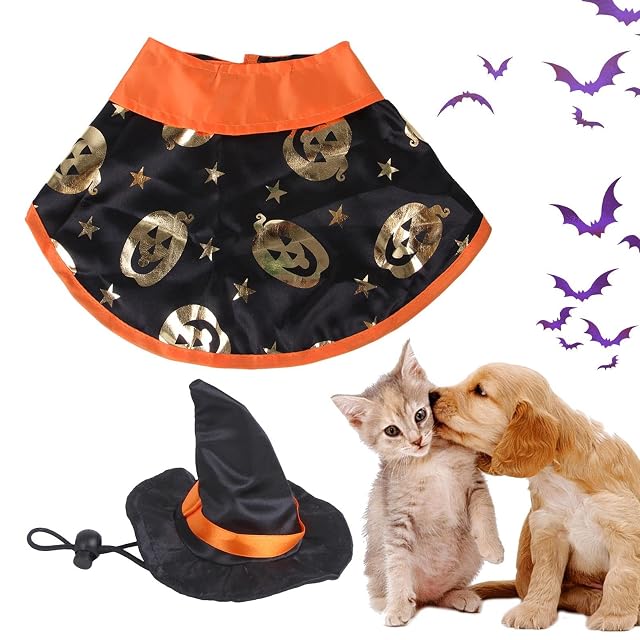 Onlynery Disfraz de Bruja Gato - Ropa de Mago Capa de Cosplay Sombrero de Bruja de Gato