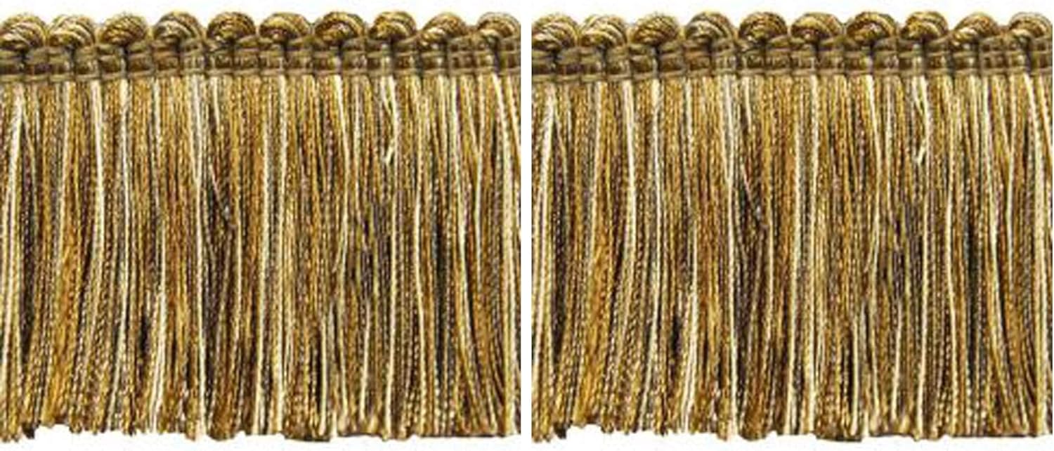 Milante Collection 2 Inch Brush Fringe -BF-1480-11/06 Dusty Blue and Brown - 25 Yard roll