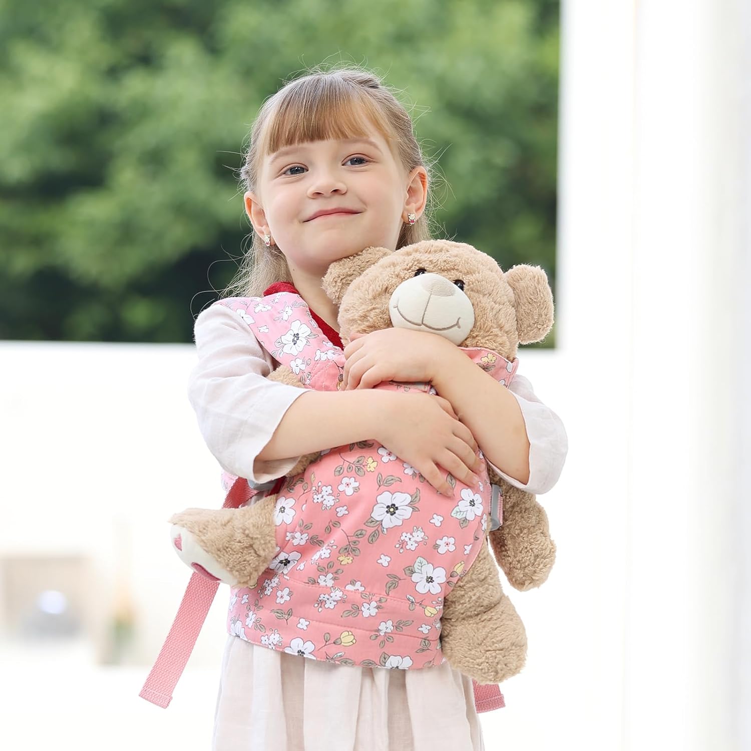 GAGAKU Baby Doll Carrier, Doll Carrier for Little Girls, Toy Baby Carrier for Dolls Kids, Baby Doll Carrier for Toddlers, Reborn Baby Doll Accessories - Pink - Anemone Flowers