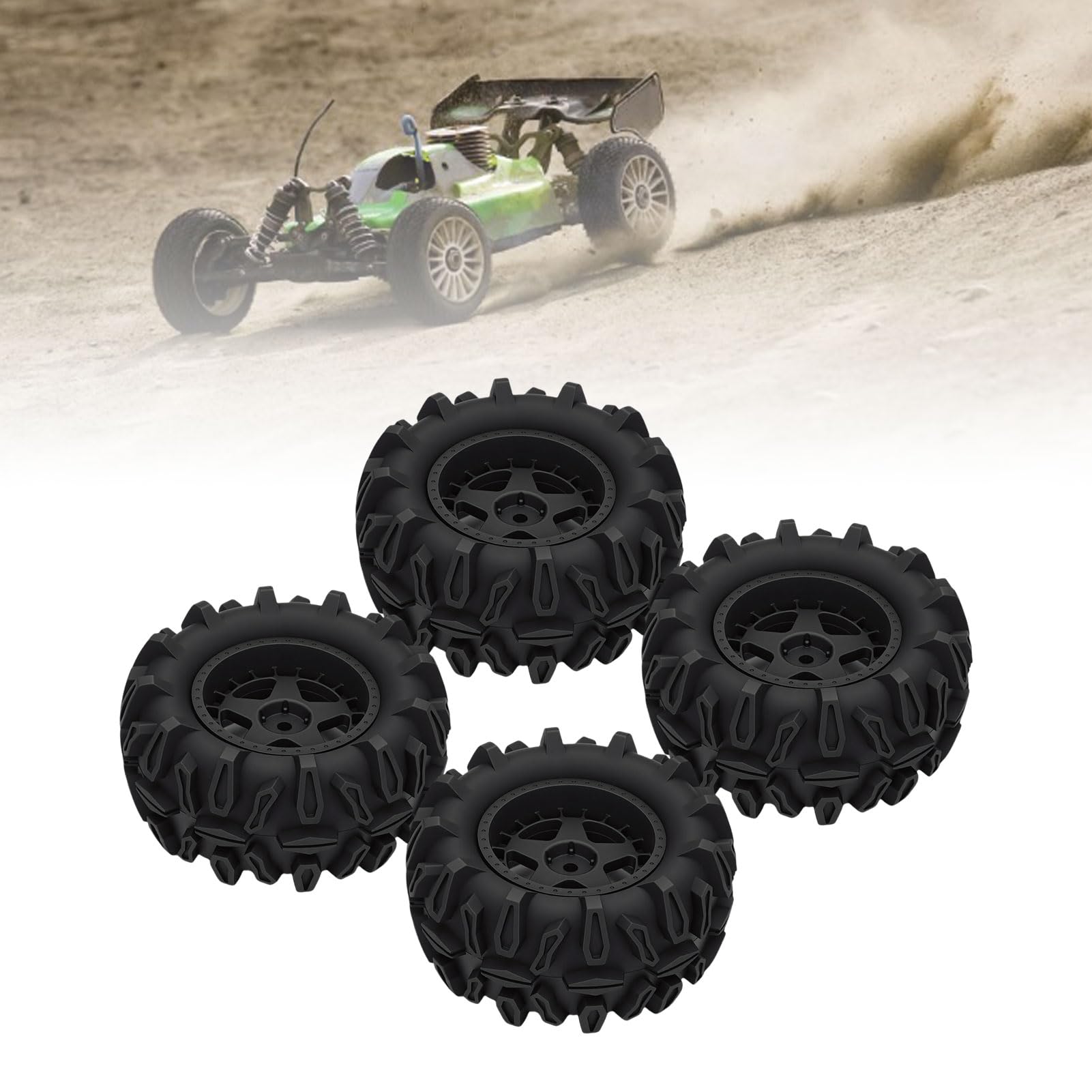 banapoy Set di 4 Pneumatici per Ruote RC, Ruote e Pneumatici per Auto Cingolate Fuoristrada RC, Diametro 90 Mm, per Camion Buggy Scala 1/14 1/16, per HSP 94186, 16208, 16209, 16210