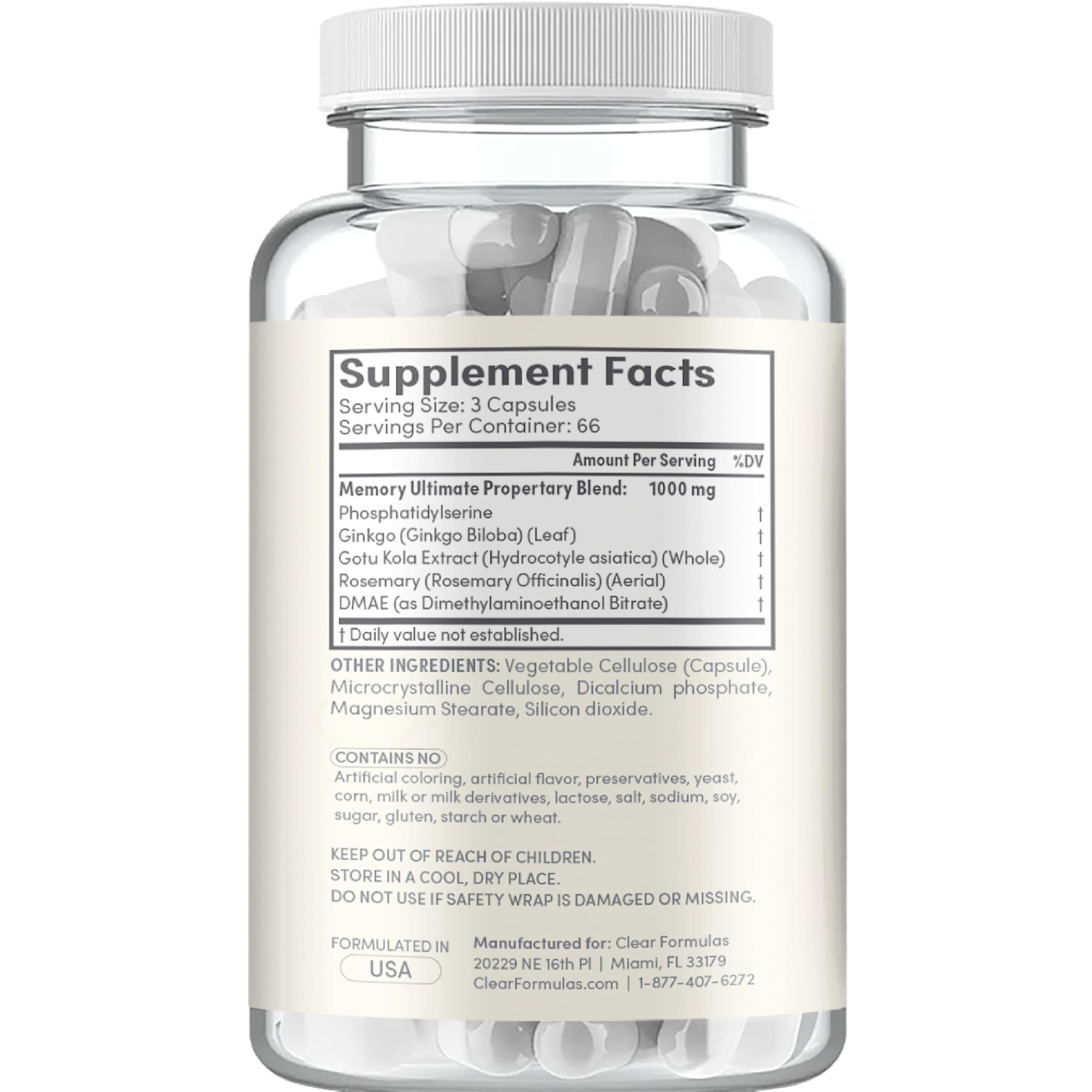 Phosphatidylserine Nootropics Brain Support Supplement - Advanced Memory Supplement for Brain Function Support with DMAE Gotu Kola and Ginkgo Biloba - Non-GMO Vegan & Made in The US (60+ Servings) — Amazon image 7