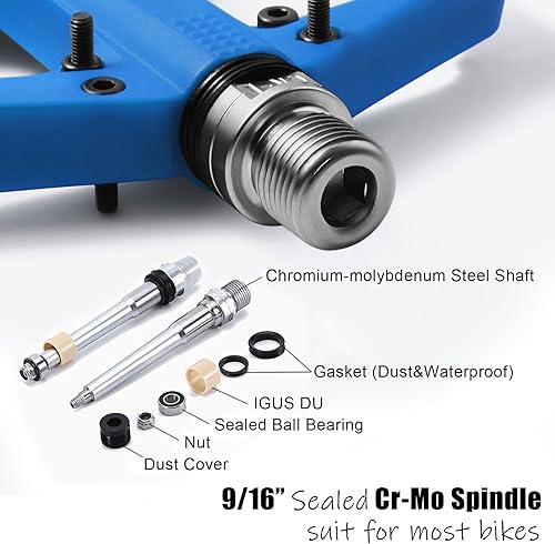 Miniatura 5 de BOWOD Pedales de bicicleta MTB ligeros Pedales sin clip Pedales de bicicleta de carretera Pedales de repuesto de nylon antideslizante Pedales de