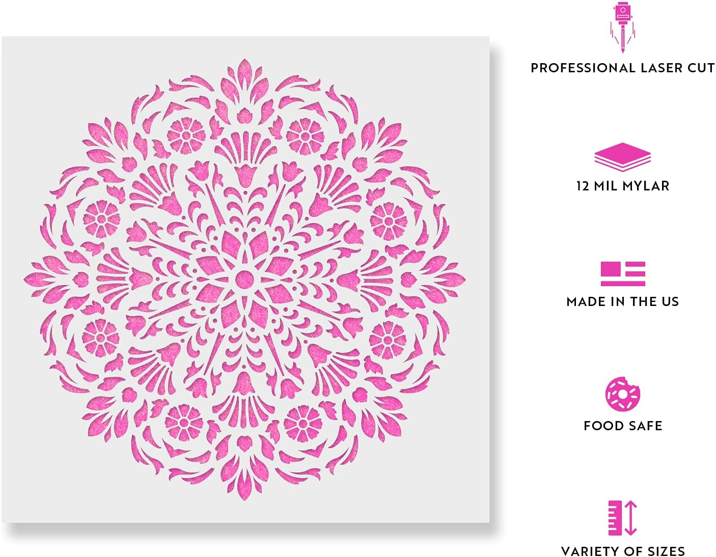 Lirio Mandala Stencil - Reusable Mandala Craft Stencil