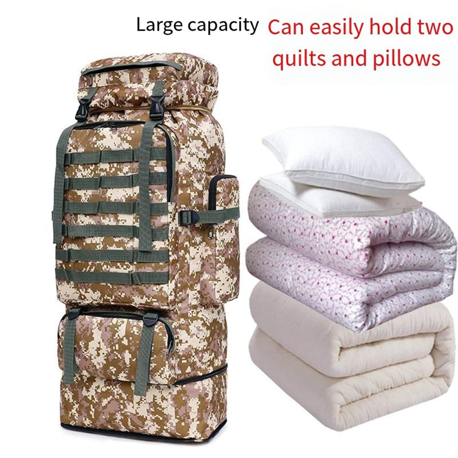 Zaino Tattico Militare Resistente Da 100 Litri Di Campeggio Zaino Da Viaggio Per Sport All'aria Aperta Di Grande Capacità Per Caccia Viaggi Di Lavoro Arrampicata Pesca Alpinismo,Escursionismo E