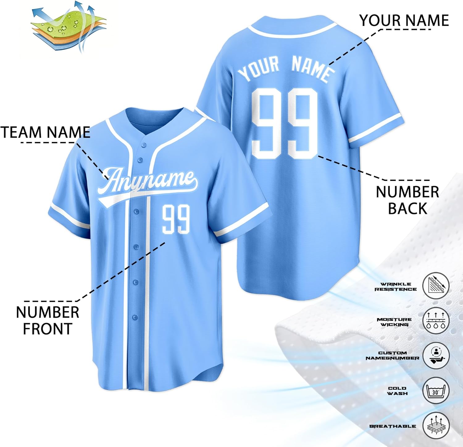 Custom Baseball Jersey Personalized Team Uniform Shirt Stitched Printed Name Number for Men Women Youth Fans Gift - Image 3