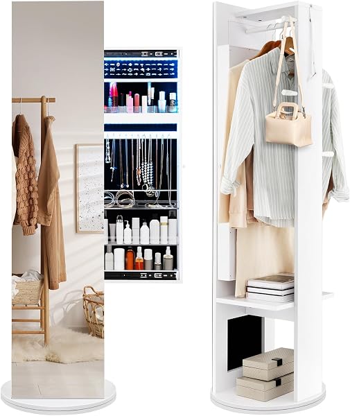 COSTWAY 3-In-1 Jewelry Cabinet with LED Lights